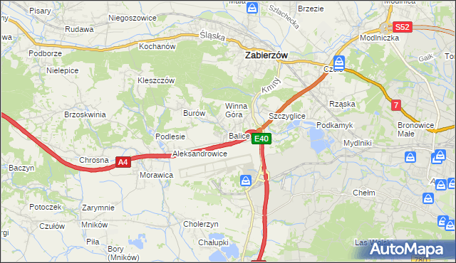 mapa Balice gmina Zabierzów, Balice gmina Zabierzów na mapie Targeo