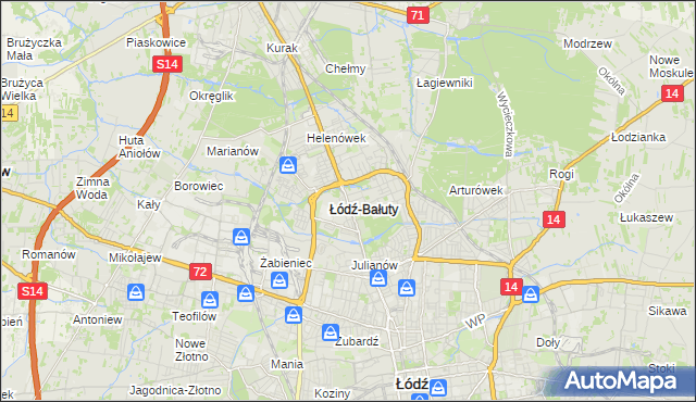 mapa Bałuty gmina Łódź, Bałuty gmina Łódź na mapie Targeo