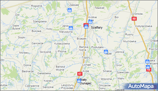 mapa Bańska Niżna, Bańska Niżna na mapie Targeo