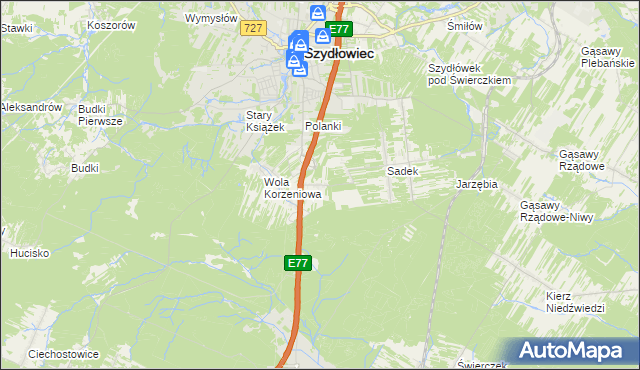 mapa Barak gmina Szydłowiec, Barak gmina Szydłowiec na mapie Targeo