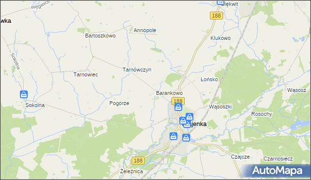 mapa Barankowo, Barankowo na mapie Targeo