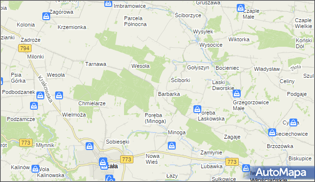 mapa Barbarka gmina Skała, Barbarka gmina Skała na mapie Targeo