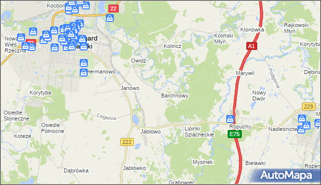 mapa Barchnowy, Barchnowy na mapie Targeo