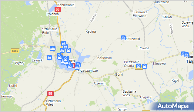 mapa Barlewice, Barlewice na mapie Targeo