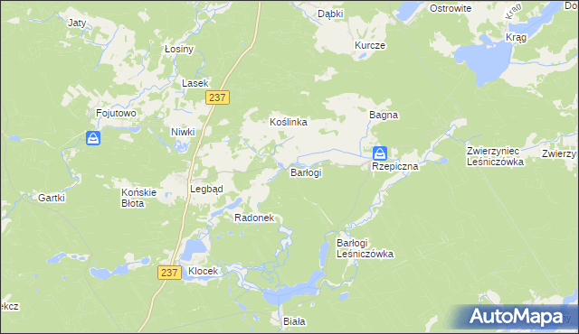 mapa Barłogi gmina Tuchola, Barłogi gmina Tuchola na mapie Targeo
