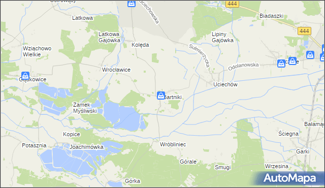 mapa Bartniki gmina Milicz, Bartniki gmina Milicz na mapie Targeo