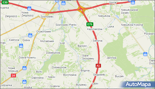 mapa Bartolin, Bartolin na mapie Targeo