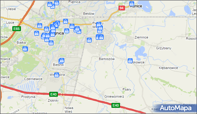 mapa Bartoszów gmina Legnickie Pole, Bartoszów gmina Legnickie Pole na mapie Targeo