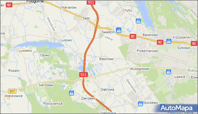 mapa Batorowo gmina Tarnowo Podgórne, Batorowo gmina Tarnowo Podgórne na mapie Targeo