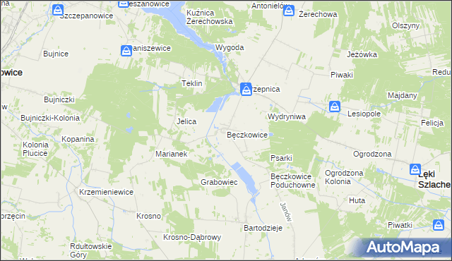 mapa Bęczkowice, Bęczkowice na mapie Targeo