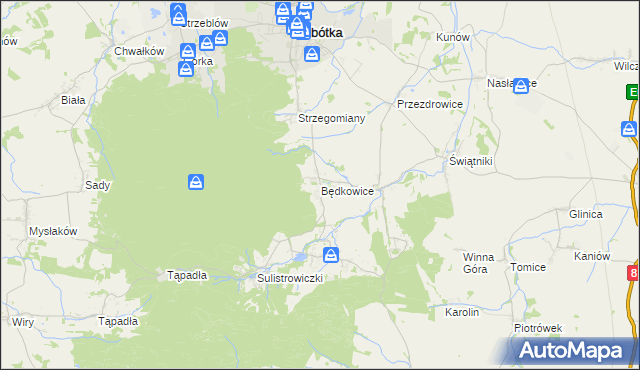 mapa Będkowice gmina Sobótka, Będkowice gmina Sobótka na mapie Targeo