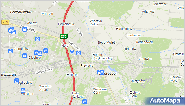 mapa Bedoń Przykościelny, Bedoń Przykościelny na mapie Targeo