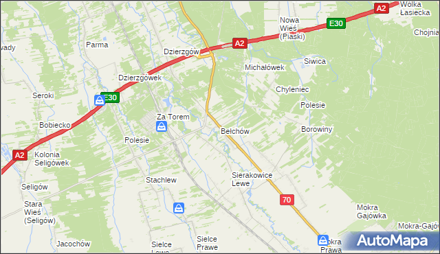 mapa Bełchów, Bełchów na mapie Targeo