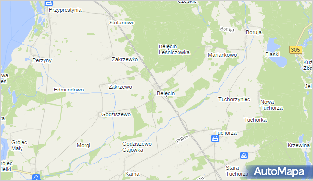mapa Belęcin, Belęcin na mapie Targeo