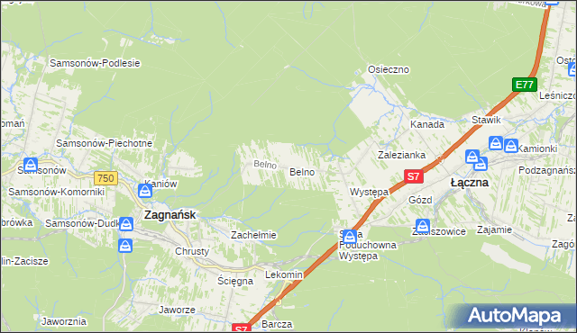 mapa Belno gmina Zagnańsk, Belno gmina Zagnańsk na mapie Targeo