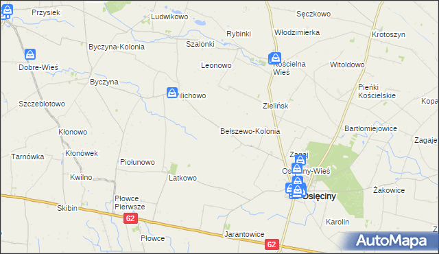 mapa Bełszewo-Kolonia, Bełszewo-Kolonia na mapie Targeo