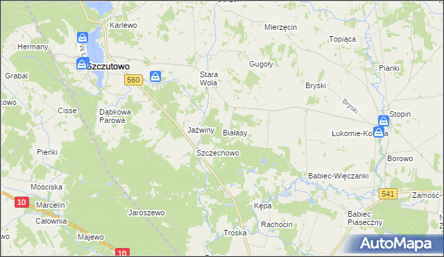 mapa Białasy, Białasy na mapie Targeo