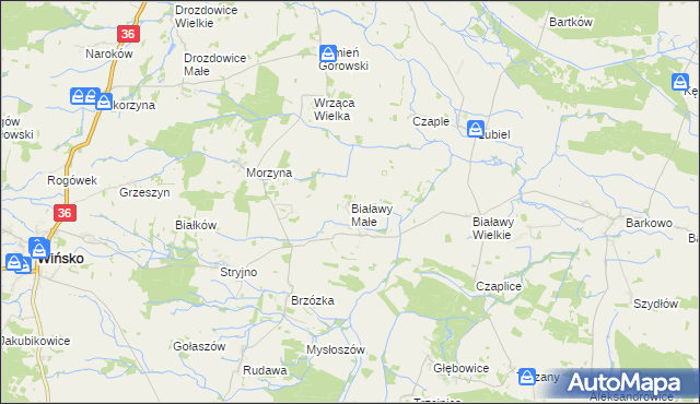 mapa Białawy Małe, Białawy Małe na mapie Targeo