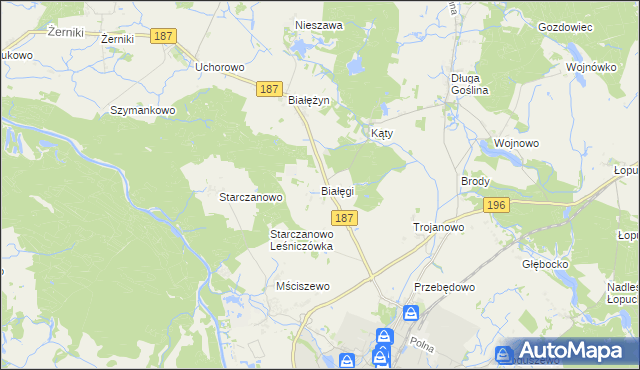 mapa Białęgi gmina Murowana Goślina, Białęgi gmina Murowana Goślina na mapie Targeo