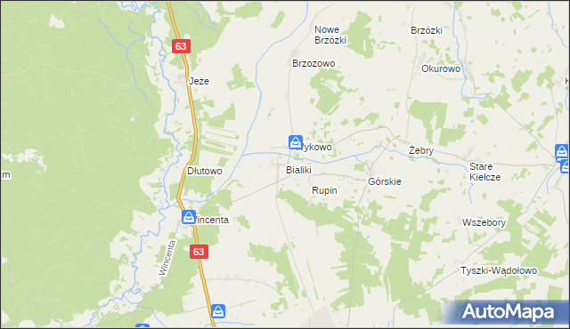 mapa Bialiki, Bialiki na mapie Targeo