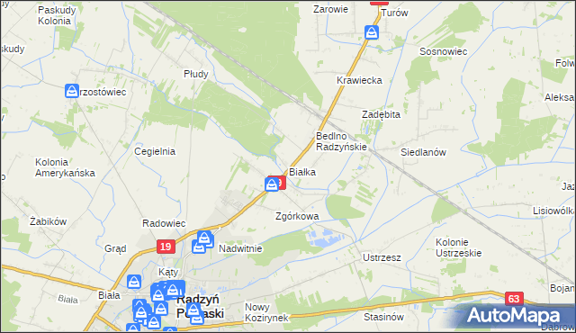 mapa Białka gmina Radzyń Podlaski, Białka gmina Radzyń Podlaski na mapie Targeo