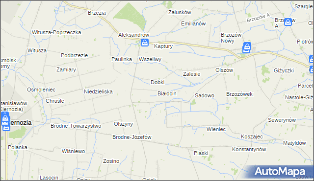 mapa Białocin gmina Iłów, Białocin gmina Iłów na mapie Targeo