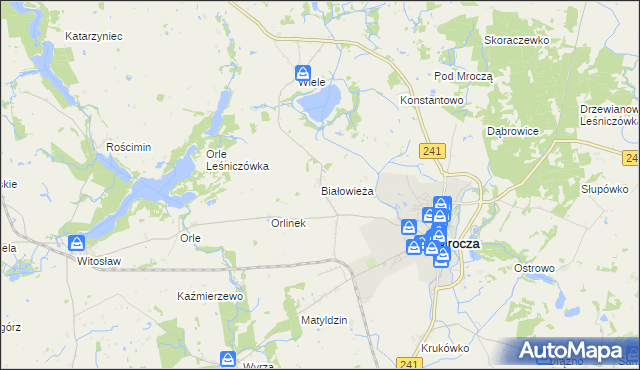 mapa Białowieża gmina Mrocza, Białowieża gmina Mrocza na mapie Targeo