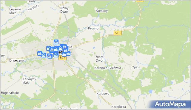 mapa Biały Dwór gmina Orneta, Biały Dwór gmina Orneta na mapie Targeo