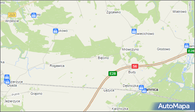 mapa Bięcino, Bięcino na mapie Targeo