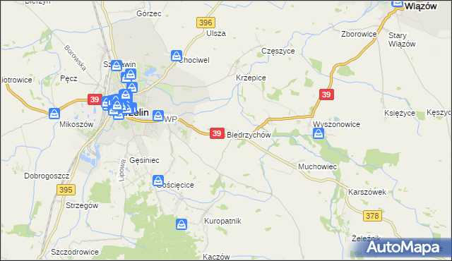 mapa Biedrzychów gmina Strzelin, Biedrzychów gmina Strzelin na mapie Targeo