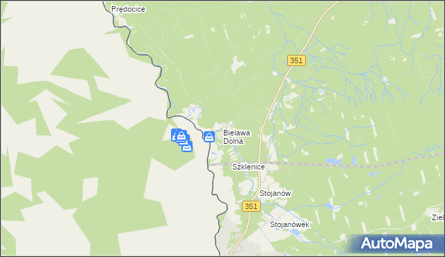 mapa Bielawa Dolna, Bielawa Dolna na mapie Targeo