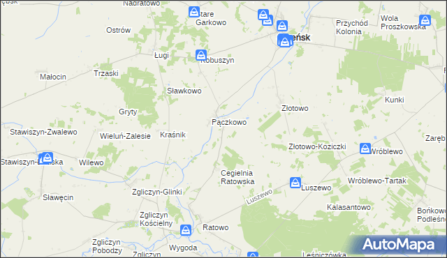 mapa Bielawy gmina Szreńsk, Bielawy gmina Szreńsk na mapie Targeo