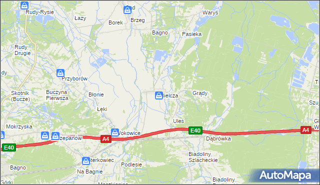 mapa Bielcza, Bielcza na mapie Targeo