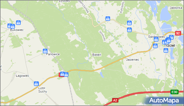 mapa Bieleń, Bieleń na mapie Targeo