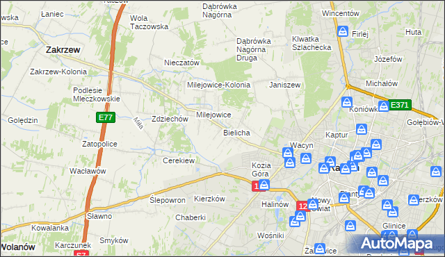 mapa Bielicha, Bielicha na mapie Targeo