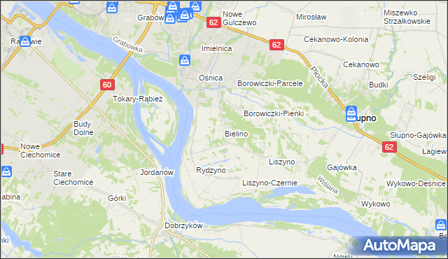 mapa Bielino gmina Słupno, Bielino gmina Słupno na mapie Targeo