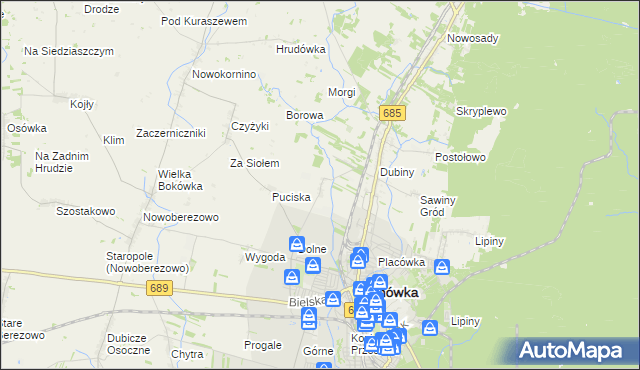 mapa Bielszczyzna, Bielszczyzna na mapie Targeo