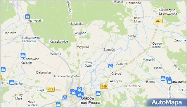mapa Biernacice gmina Sieroszewice, Biernacice gmina Sieroszewice na mapie Targeo