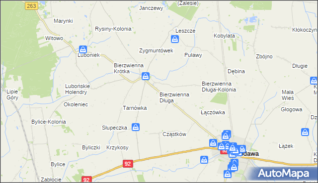 mapa Bierzwienna Długa, Bierzwienna Długa na mapie Targeo