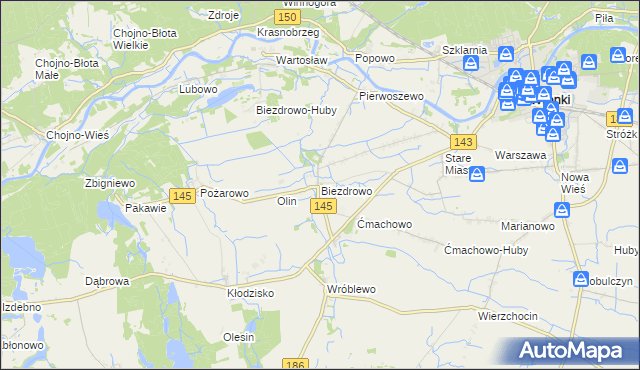 mapa Biezdrowo, Biezdrowo na mapie Targeo