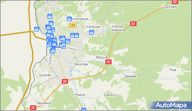 mapa Bieżyce, Bieżyce na mapie Targeo