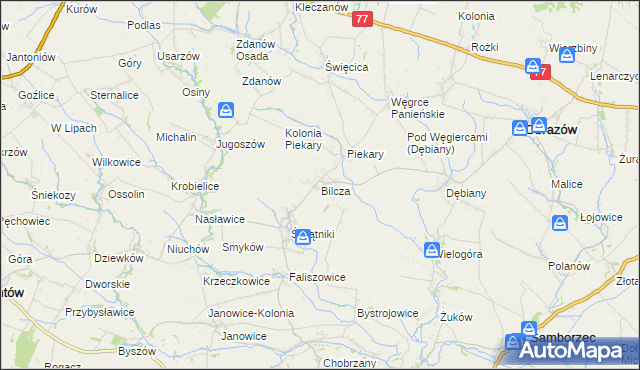 mapa Bilcza gmina Obrazów, Bilcza gmina Obrazów na mapie Targeo