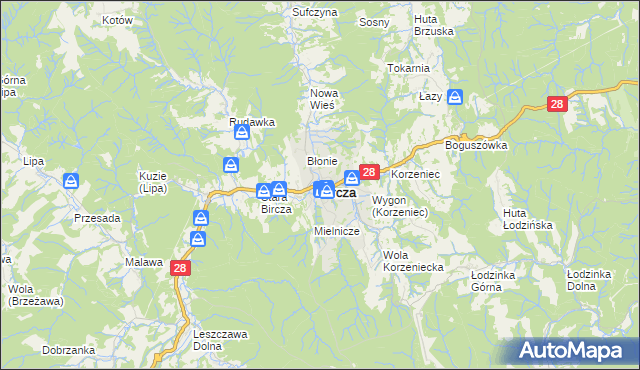 mapa Bircza, Bircza na mapie Targeo