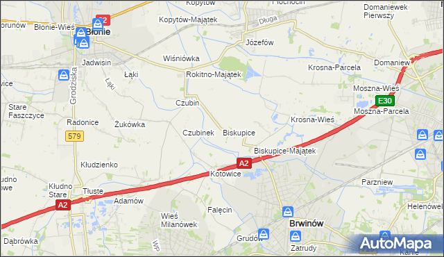 mapa Biskupice gmina Brwinów, Biskupice gmina Brwinów na mapie Targeo