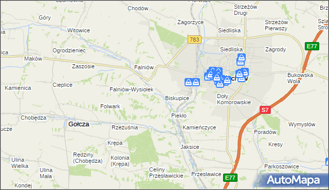 mapa Biskupice gmina Miechów, Biskupice gmina Miechów na mapie Targeo
