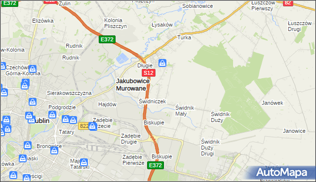 mapa Biskupie-Kolonia gmina Wólka, Biskupie-Kolonia gmina Wólka na mapie Targeo