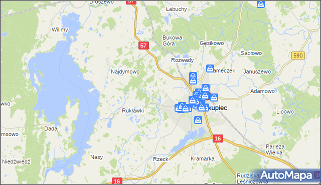 mapa Biskupiec-Kolonia Trzecia, Biskupiec-Kolonia Trzecia na mapie Targeo