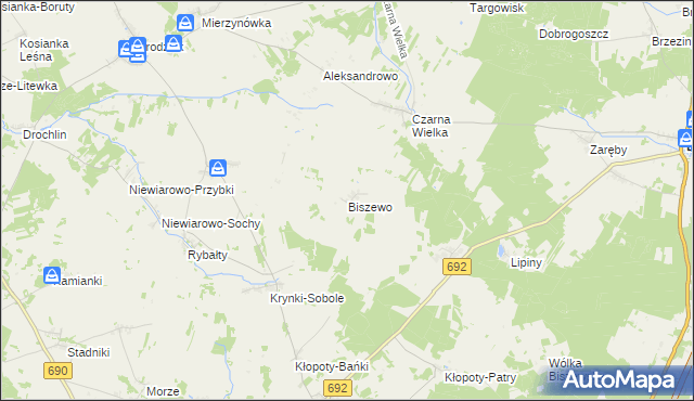 mapa Biszewo, Biszewo na mapie Targeo