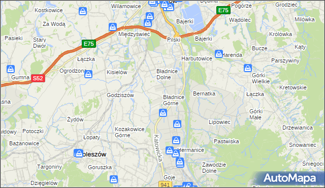 mapa Bładnice Górne, Bładnice Górne na mapie Targeo