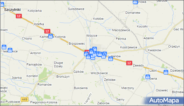 mapa Błaszki, Błaszki na mapie Targeo